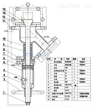 搪玻璃上展式放料閥結(jié)構(gòu)圖